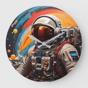 Voyages cosmiques Horloge murale spatiale rétro