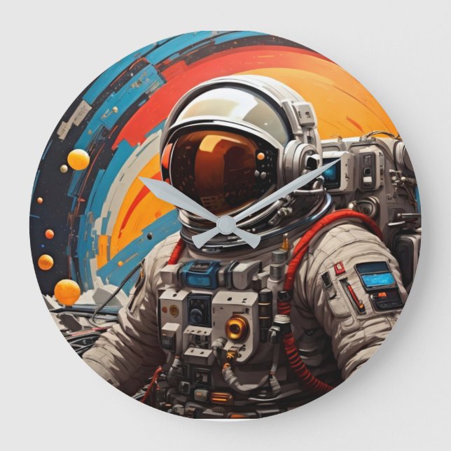 Voyages cosmiques Horloge murale spatiale rétro (Recto)