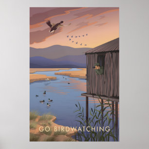 Voyagez en Observation des Oiseaux Affiche de Voya