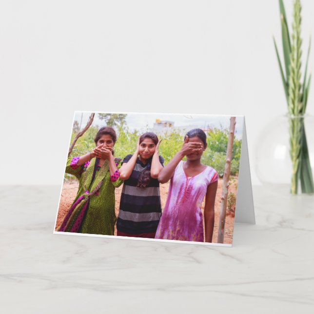 Voyez, parlez, n'entendez aucune carte de voeux (Devant)