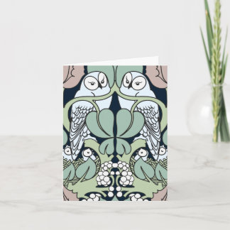 Voysey Art Nouveau Chouette Nid Motif Note Cartes