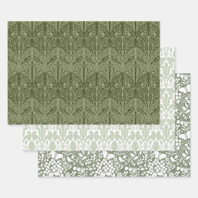 Voysey en vert 19" x 29" Feuilles papier d'envelop (Lot)