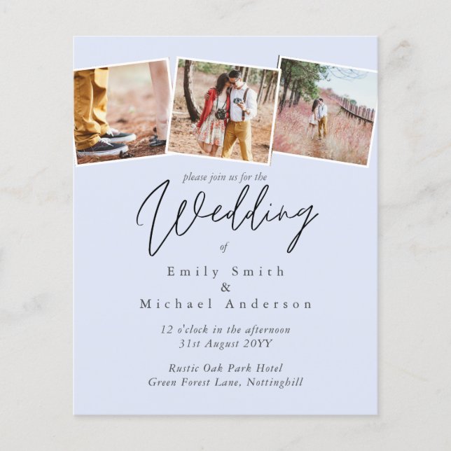Vrai couleurs PHOTO Collage Mariage Invitations bu (Devant)