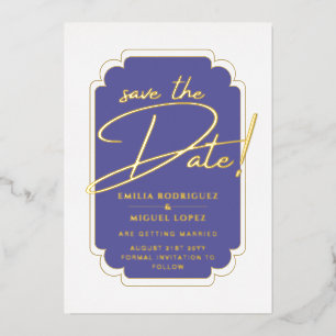 Vrai feuillet d'OR Violet Mariage Carte de rendez-