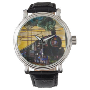 Vrai moteur de train de vapeur sur la montre de