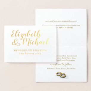 VRAI OR FOIL classique invitation de mariage blanc