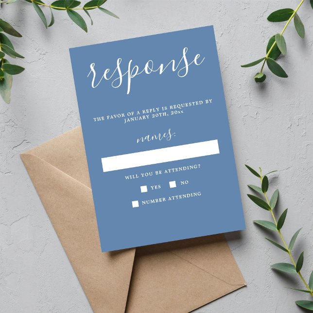 Vrai Simplicité 1 Denim Bleu Mariage minimal RSVP (Créateur téléchargé)