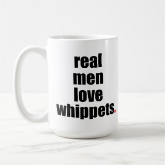 Vraie tasse de whippets d'amour d'hommes