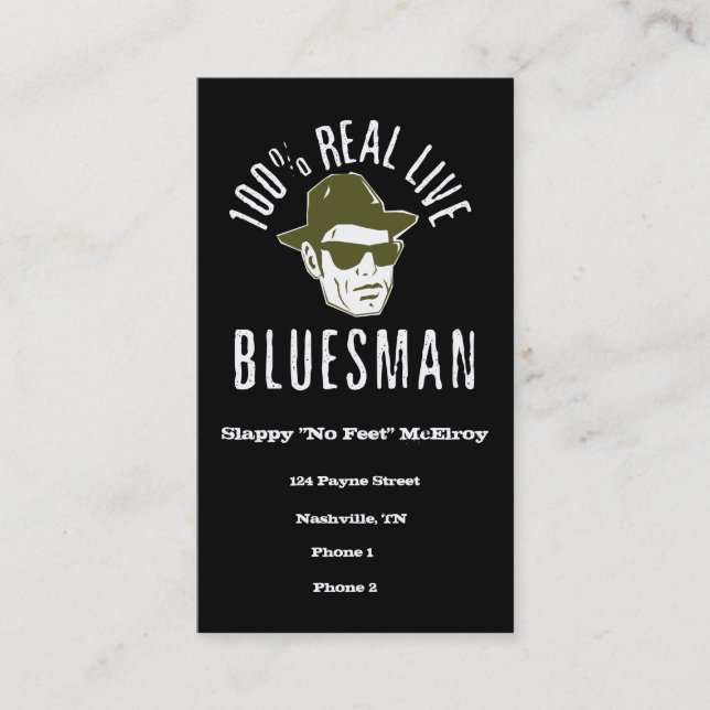 Vrais cartes de visite vivants de Bluesman de 100% (Devant)