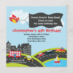 Vroom invitation de fête d'anniversaire de