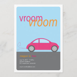 vroom vroom fille voiture invitation