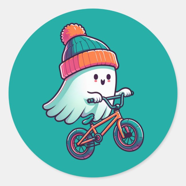 VTT fantôme mignon à vélo Stickers (Devant)