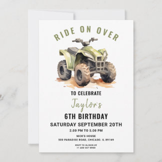 VTT vert modifiable Invitation Anniversaire