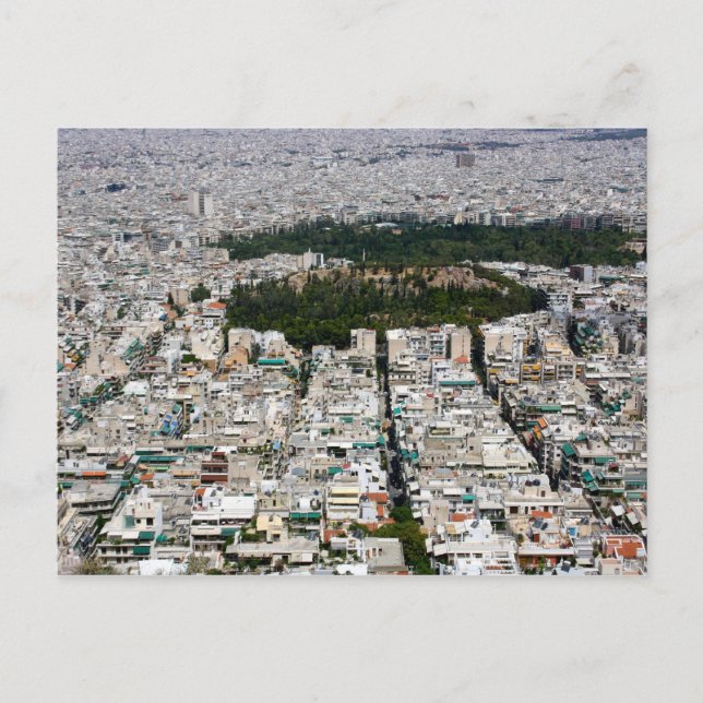 Vue aérienne d'Athènes sur une carte postale (Devant)