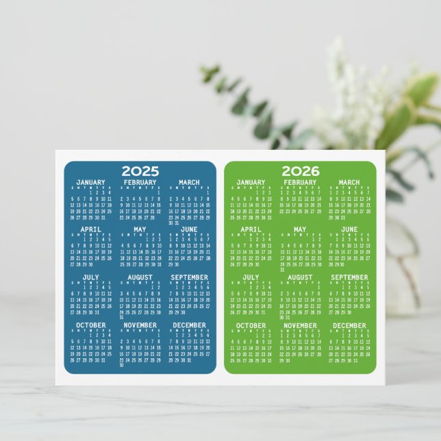 Vue Calendrier 2 ans - bleu vert (Debout devant)