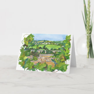 Vue de carte de voeux d'aquarelle de Bath