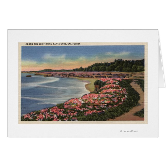 Vue de Cliff Drive sur Ocean, Beach et Flowers (Devant horizontal)