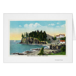 Vue de la roche principale du phare du hibou et du