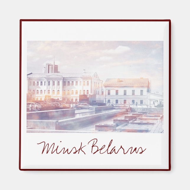 Vue de la ville Paysage Minsk Biélorussie Magnet (Devant)