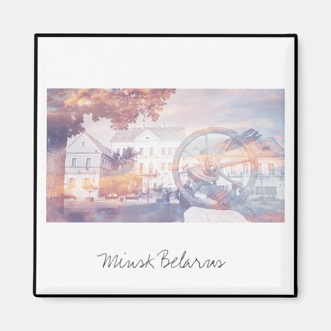 Vue de la ville Paysage Minsk Biélorussie Magnet (Devant)