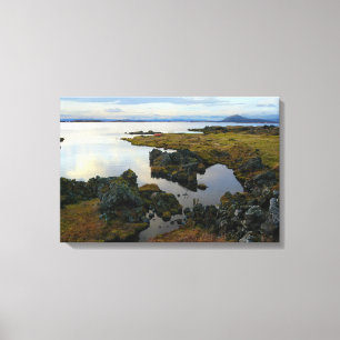Vue de lac à la copie de toile de Myvatn