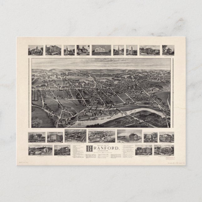 Vue de l'oiseau Carte de Branford Connecticut (190 (Devant)