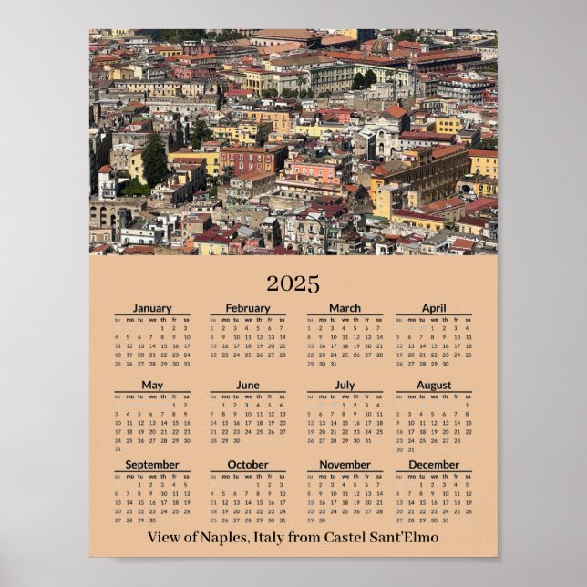 Vue de Naples, Italie 2026 Calendrier Poster (Devant)