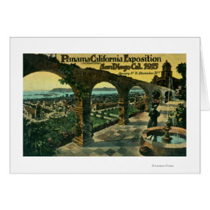 Vue de ville d'une mission, expo de Panama-CA