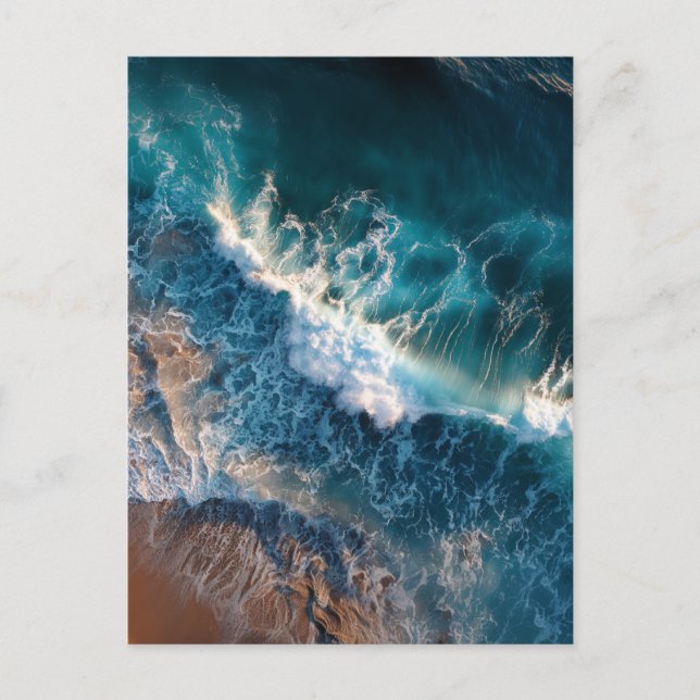 vue du haut des vagues océaniques Carte postale (Devant)