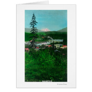 Vue éloignée du pic glaciaire et de la ville