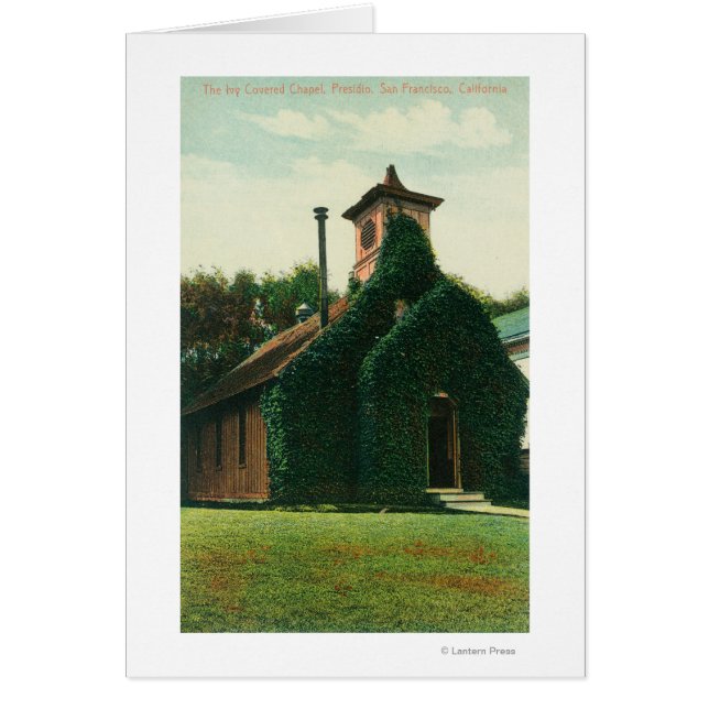 Vue extérieure de la chapelle couverte de lierre, (Devant)