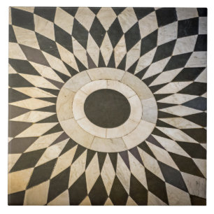 Vue motif noir et blanc carreaux en céramique