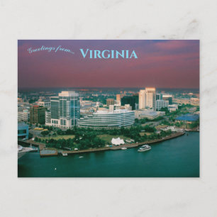 Vue nocturne de Norfolk Virginia Harbour Carte pos
