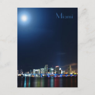 Vue panoramique de Miami la nuit - Carte postale