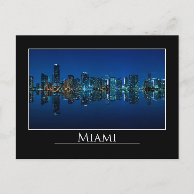 Vue panoramique de Miami la nuit - Carte postale (Devant)