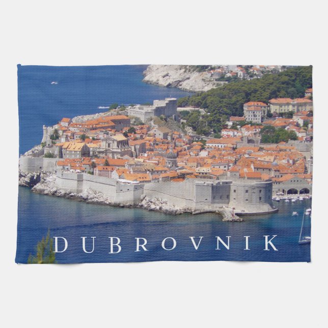 Vue panoramique Dubrovnik serviette à thé (Horizontal)