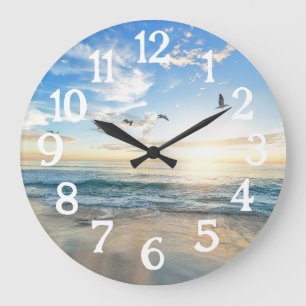 Vue Plage Belle Serene Ocean Grande Horloge
