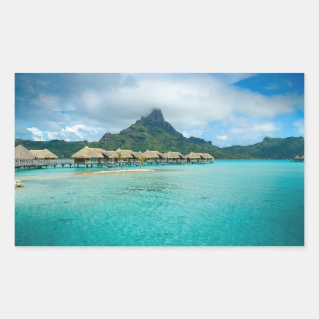 Vue sur Bora Bora île autocollant rectangulaire (Devant)