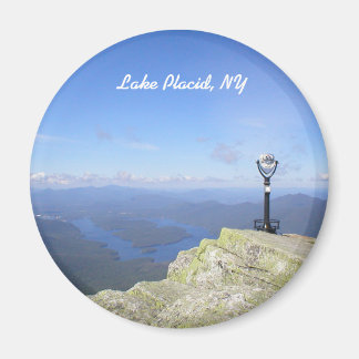 Vue sur le lac Placid NY Magnet rond