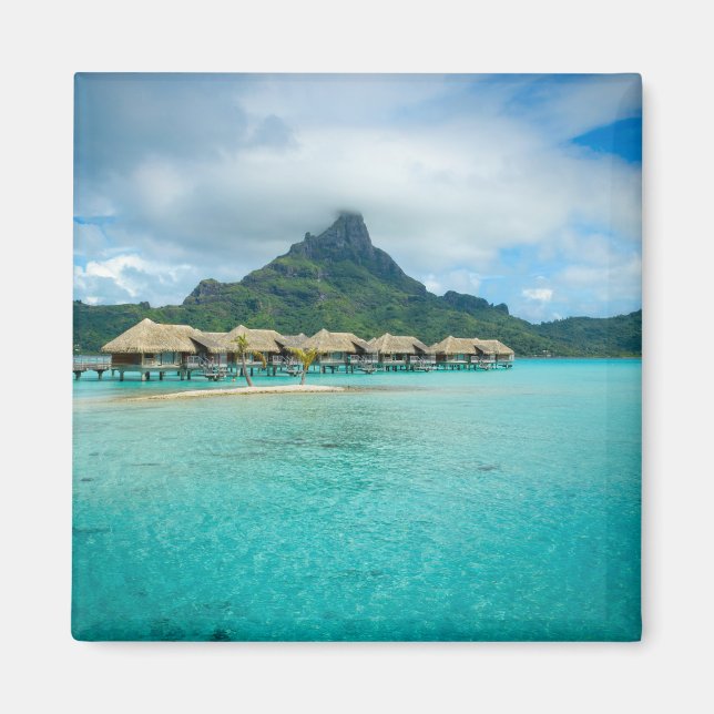 Vue sur l'île de Bora Bora aimant carré (Devant)