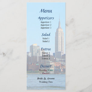 Vue sur Manhattan depuis Hoboken  Menu de mariage