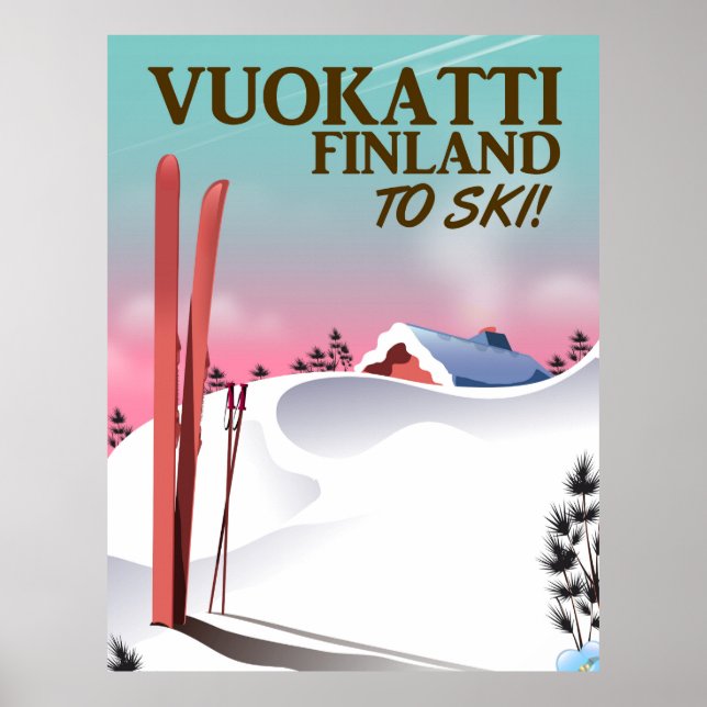 Vuokatti Finlande affiche ski (Devant)