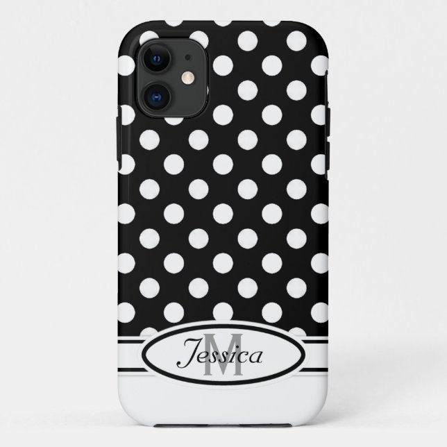 W & B Polka-dot Monogramme iPhone 5 Coque (Dos)