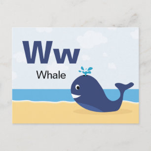W est pour Baleine - Carte Flash Alphabet