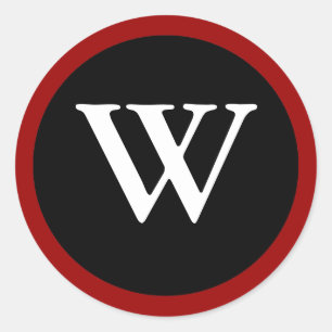 W : Lettre W initiale Sticker rouge, blanc et noir