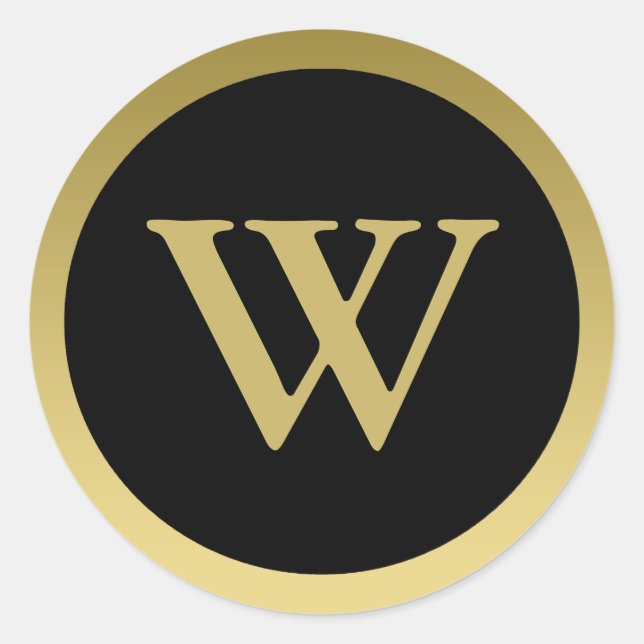 W :: Monogram W Elegant Gold et Black Sticker (Devant)