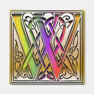 W Monogramme "Celtic Rainbow" Magnet Carré