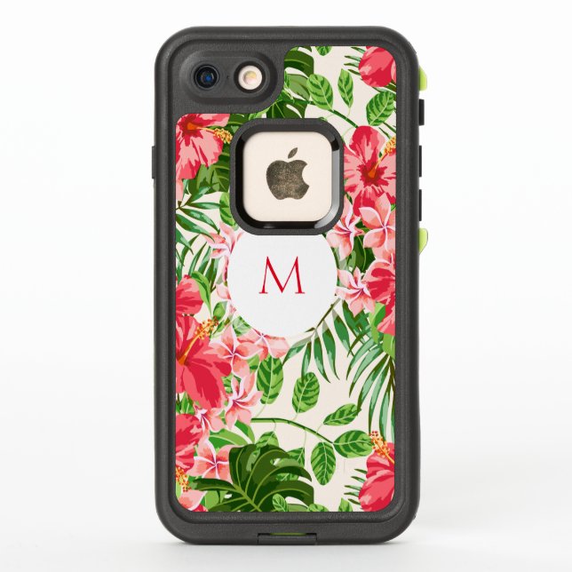 W Personnalisé Hibiscus Flower Monogram LP Coque (Dos)