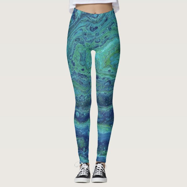 Wabash 3 Cool Blue Green Leggings Abstraits (Devant)