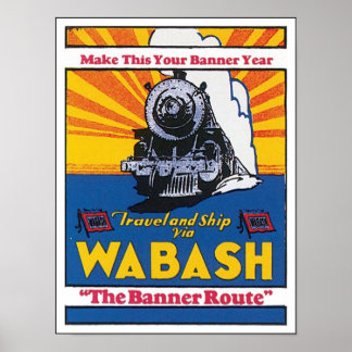 Wabash Banner Route Affiche ferroviaire